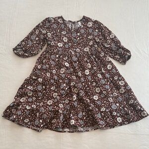 Rylee + Cru Girls Brown Blue Cream Floral Dress Size 2-3